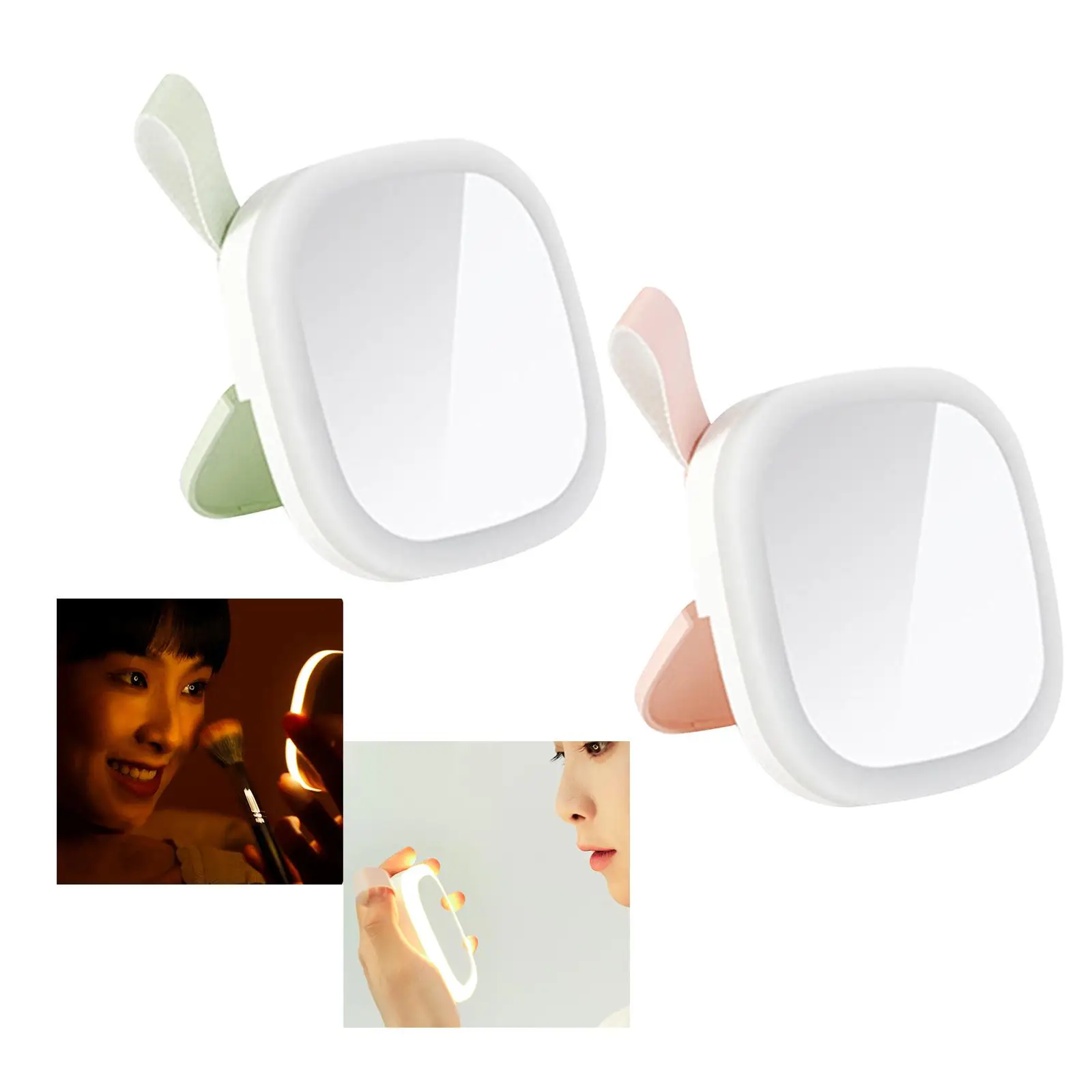 Mini LED Makeup Mirror Night Light Rechargeable Multifunction Adjustable Brightness Desk Vanity Mirror for Bathroom Shaving