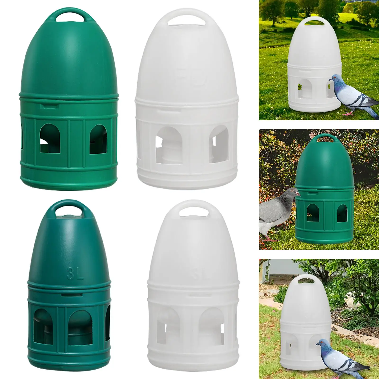 Bird Water Drinker Chicken Quail Parakeet Duck Dove Pigeon Water Dispenser Automatic Feeder with Hanging Handle Large Capacity