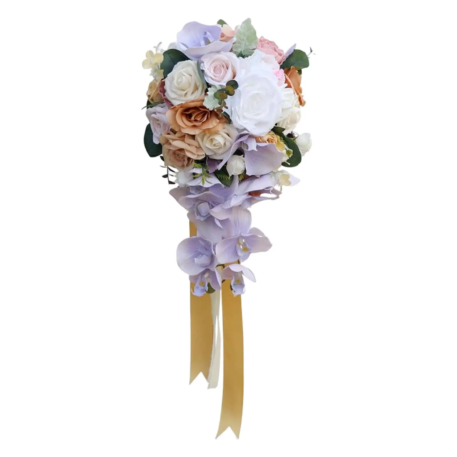 Multicolored Silk Cascading Bouquets Toss Bouquet for Wedding Ceremony, Festivals, Bridal Shower, Rehearsal Dinner Elegant