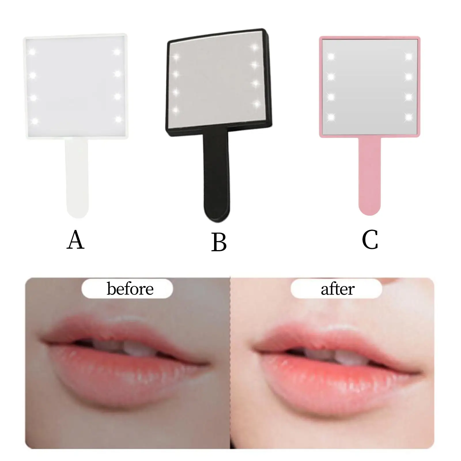 Makeup  Light, Gift for Woman, Vanity Mirror, Handheld Travel Makeup Mirror, Square Compact Portable, for Home