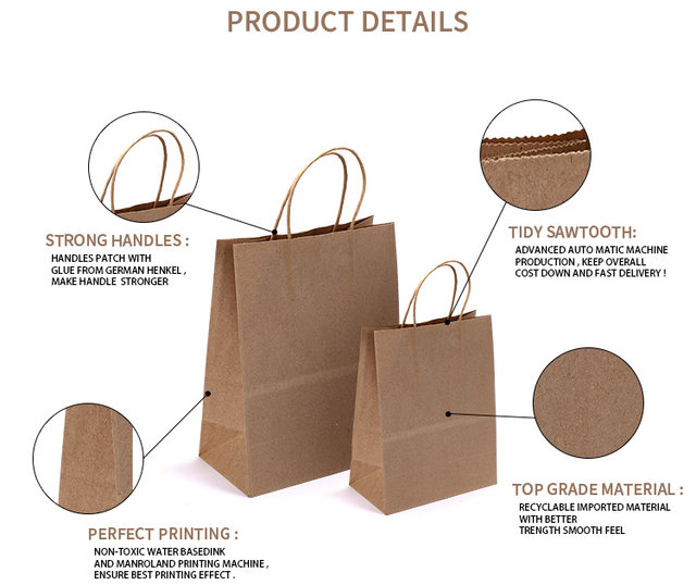 Heavy Duty Square Bottom Punch Hole Takeaway Kraft Paper Bag - China Kraft Paper  Bag, Paper Shopping Bag