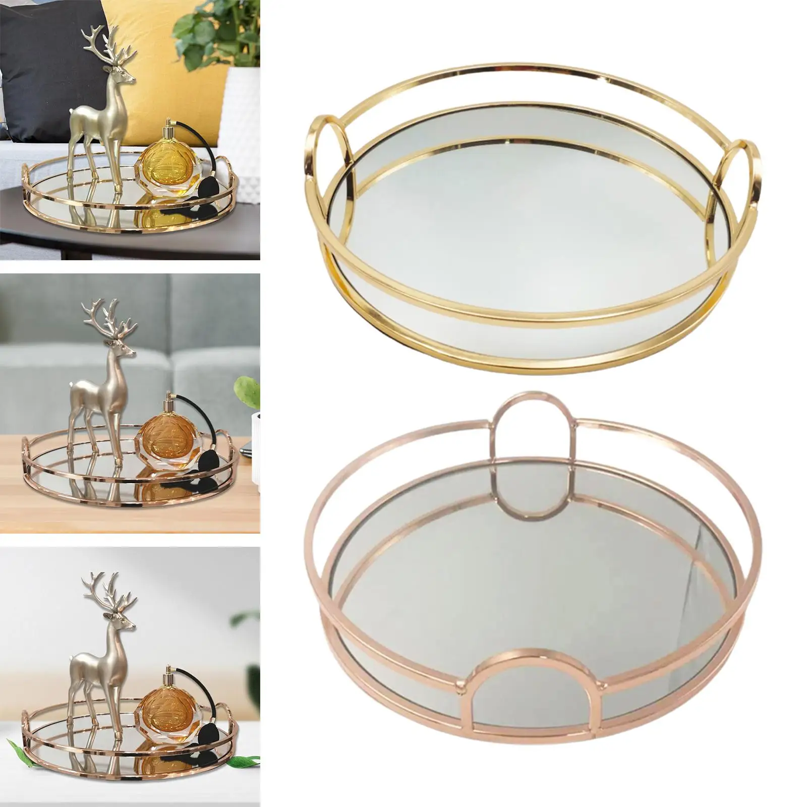 Mirror Serving Tray Serving Plate Mirror Tray Organizer for Dessert Earring