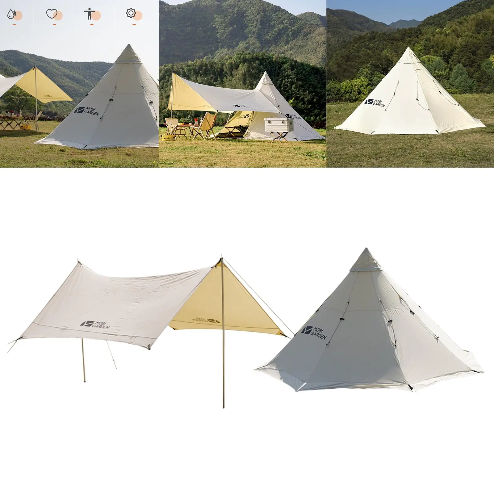 Outdoor Family Camping Tent Canopy Windproof Waterproof Lightweight Large Teepee Tents for Hiking Fishing Beach Travel Picnic