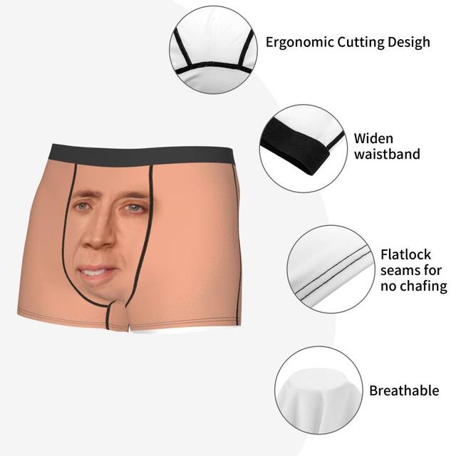 Humor-Calzoncillos bóxer para hombre, ropa interior suave con cara de  jaula, Nicolas - AliExpress