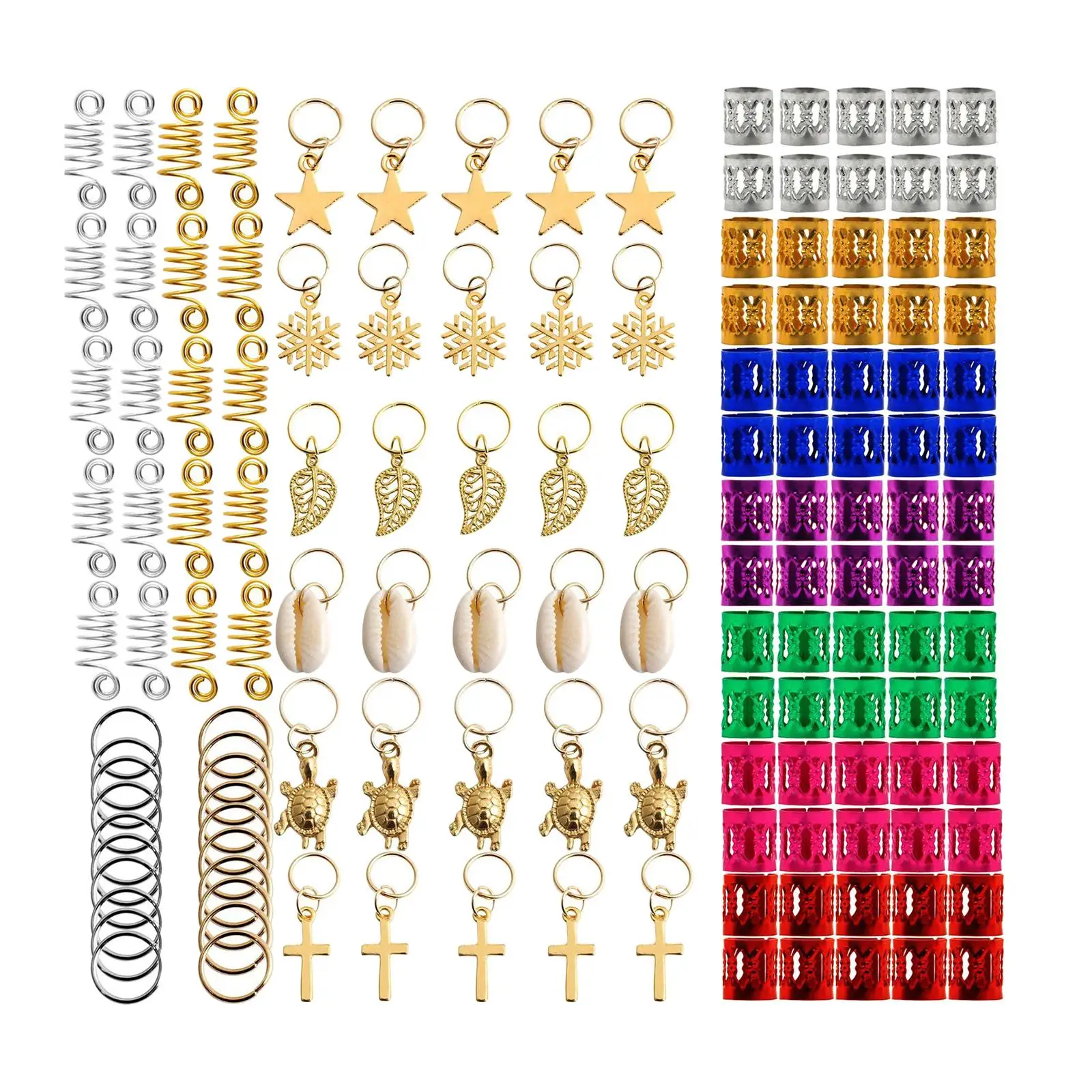 140 Pieces  Jewelry Aluminum s Beads  Hair Cuffs Hair Rings Shell Charms Hair  Braiding Hair Pendants Decoration Clips