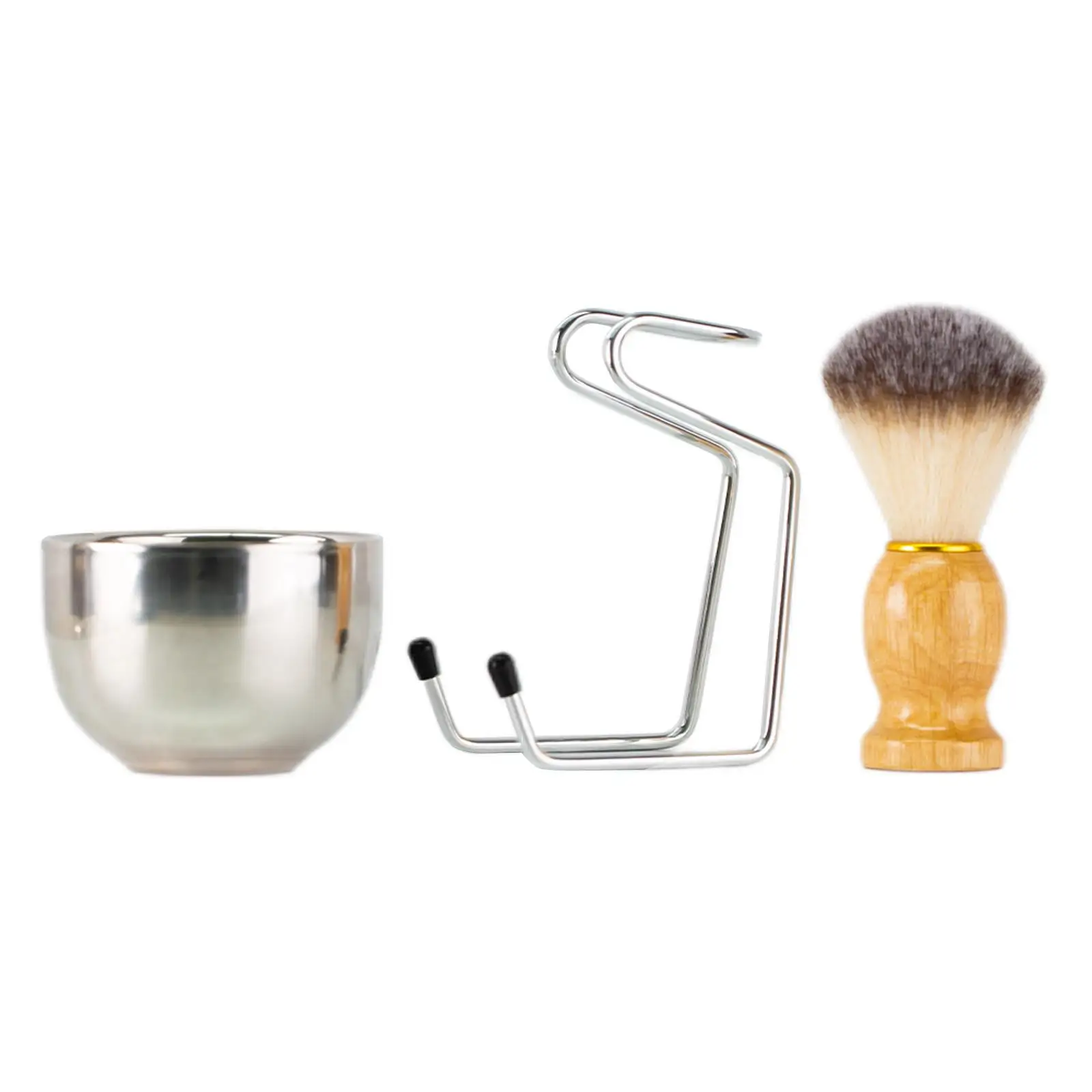3 in 1 Wet Shaving Kit with Shave Brush Stand Mug, Hair Shaving Brushes Wood Handle Easy Carry Professional Durable Gift Premium