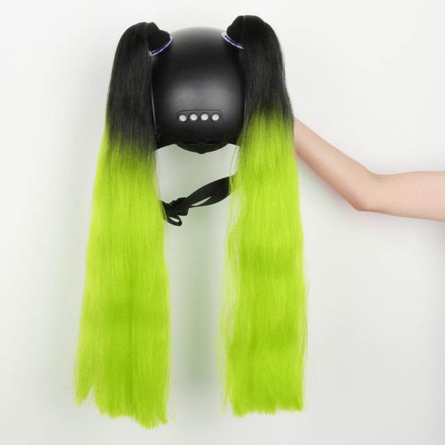 Motorcycle Helmet Pigtails Reusable Hair Tails High Temperature Wire Helmet Braids Pony Tails Used for Any Helmets Decorations