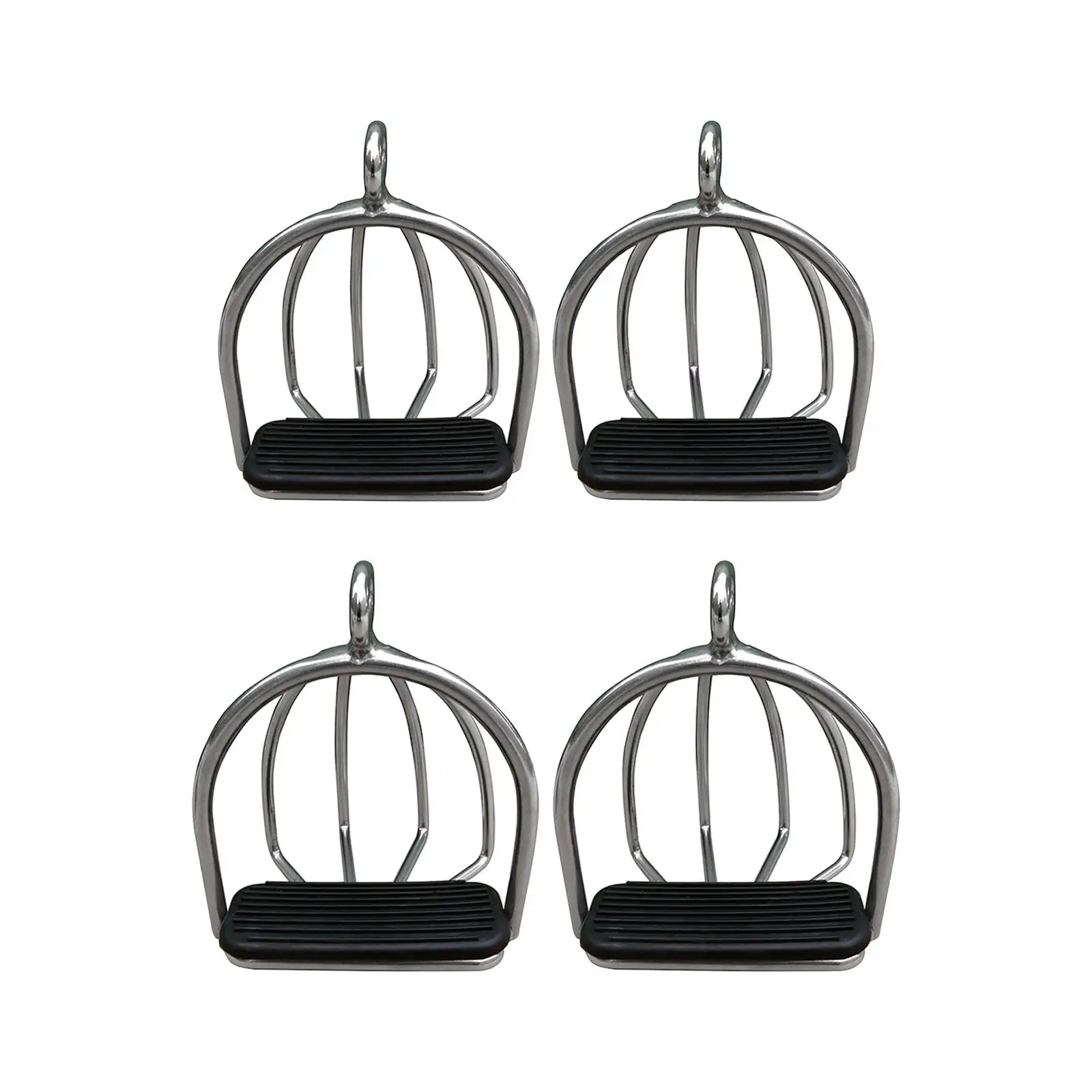 1Pair Cage Horse Riding Stirrups Steel High Strength Rubber Pad Lightweight for Safety Horse Riding Outdoor Sports Supplies Kids