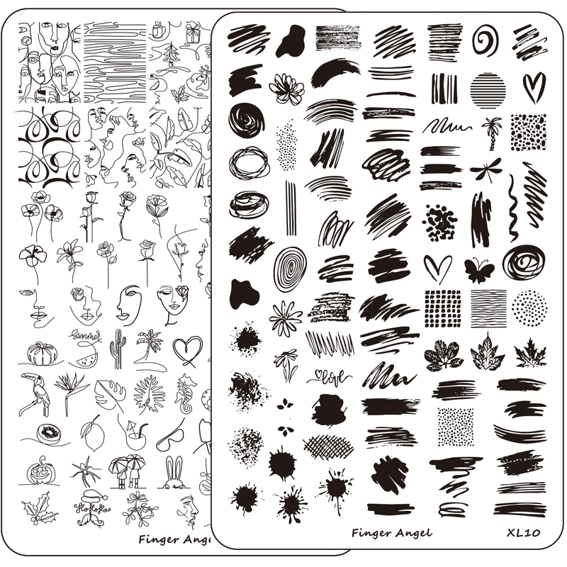 Best of 9.5*14.5CM Nail Stamping Plates Finger Angel-XL Graffiti Lines, Leaves, Face Image Printing Stencil Big Size Nails Stamp Templates Reviews & Tips