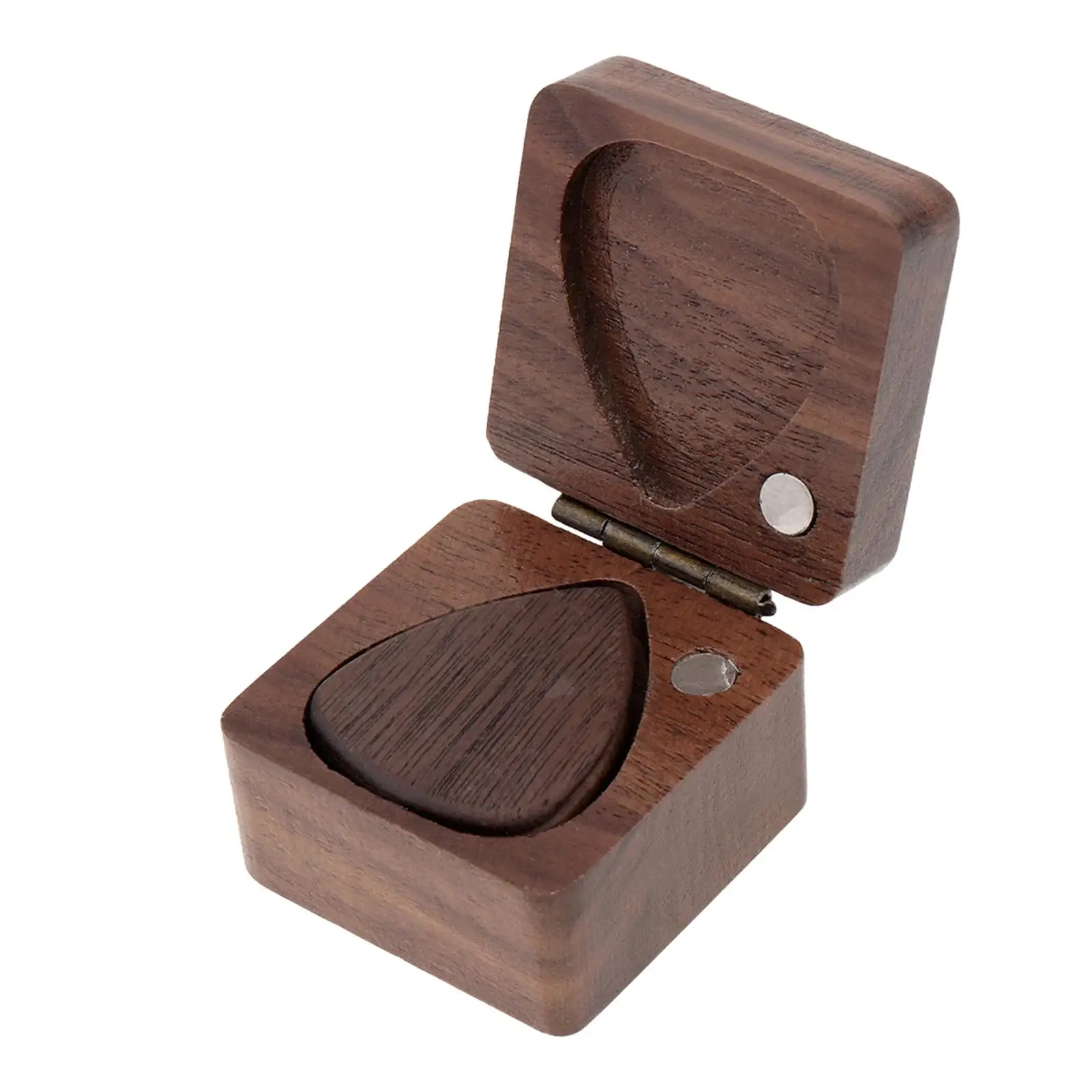 Wooden Guitar Picks Case Protection Sturdy with 3 Guitar Picks Handmade Christmas Gifts Mini Jewelry Box Guitar Pick Box Holder