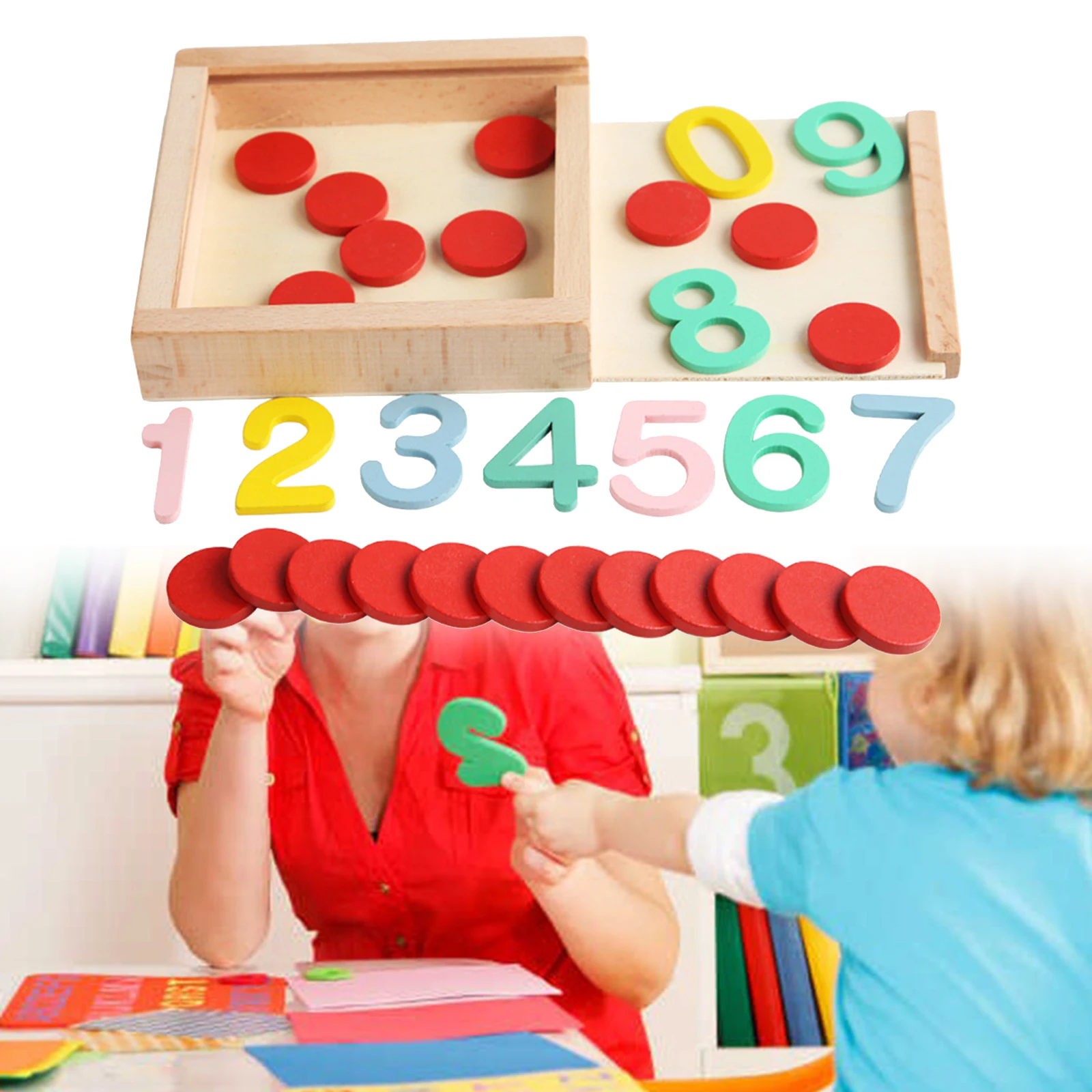 Wooden Math Counting Toy Educational for Kindergarten Home 3 4 5 Year Old