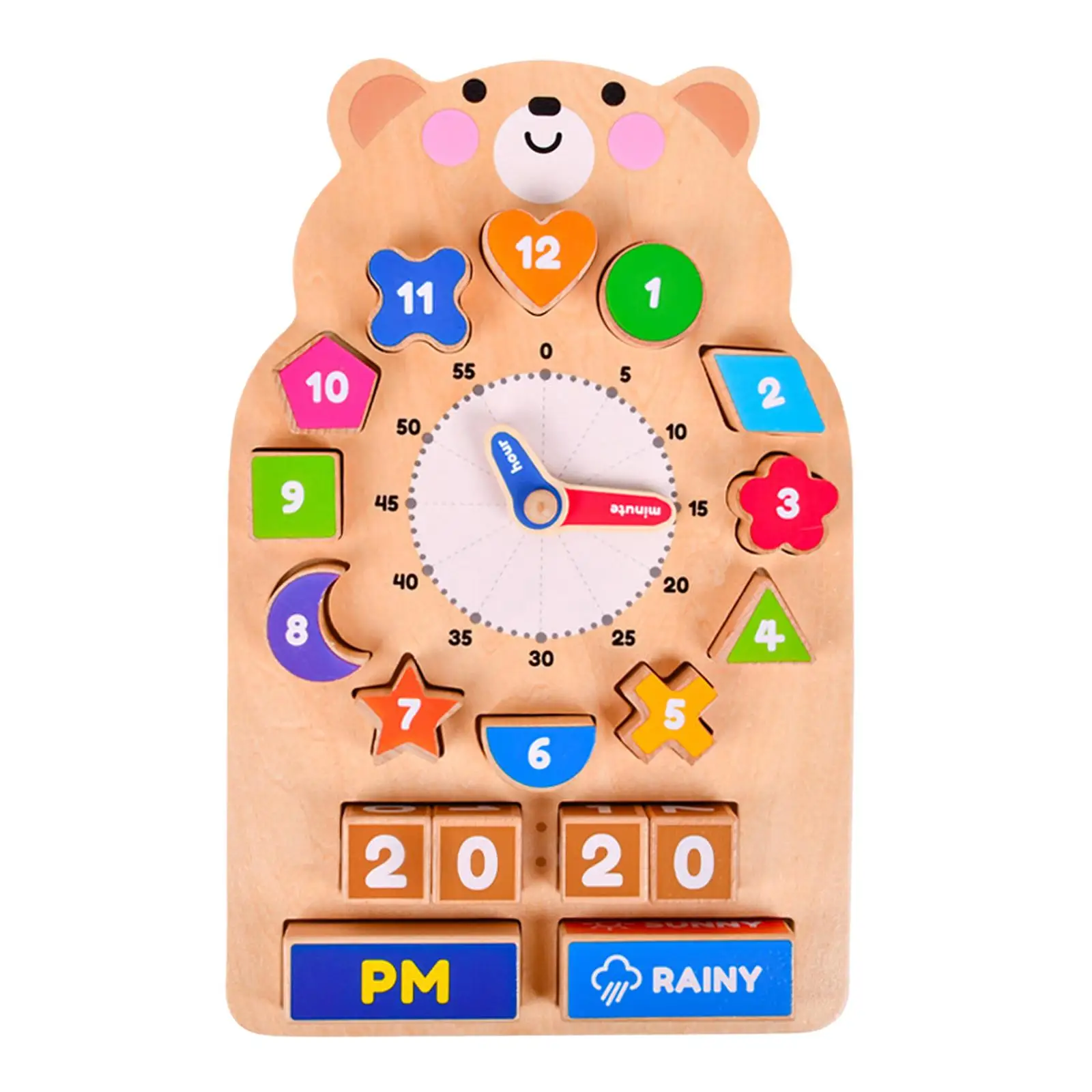 Wooden Time Clock Toy block Educational Stacking Jigsaw Multifunctional for Kids Gifts