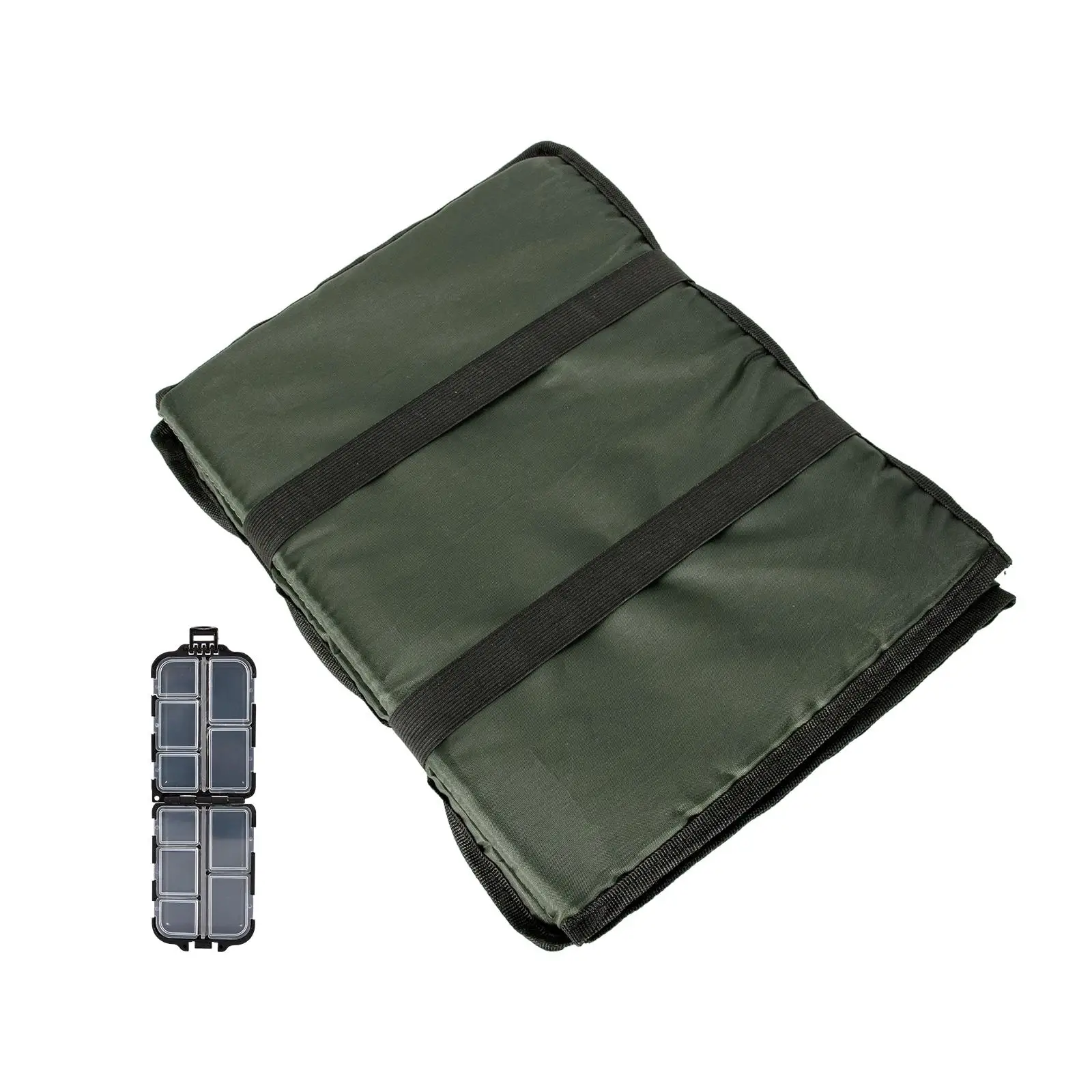 Portable Foldable Carp Fishing Release Mat with Small Lure Box Size 30x38x7cm with Elasticated Transport Straps Accessory