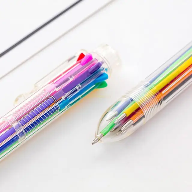 CAROOTU Nouveauté Stylo à Bille Multicolore Papeterie Presse Stylo à Huile  6 Couleurs pour 