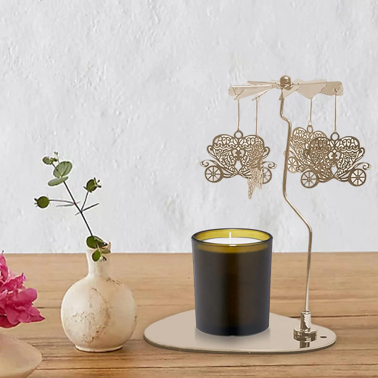 Rotary Candle Holder Tray Revolving Candlestick Table Centerpiece Tea Lights Candleholder Romantic Ornament for Wedding Party