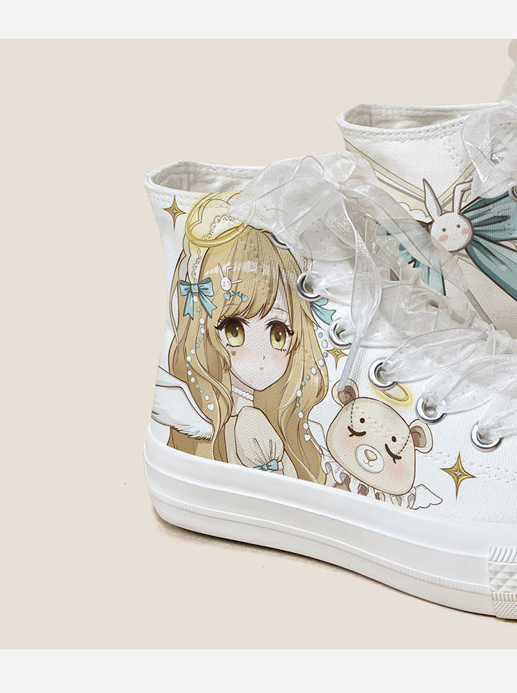 Amy und Michael Lolita Schuhe Schöne Mädchen Studenten High Top Handbemalte Canvas Sneakers Atmungsaktive Kawaii Frauen Casual Trainer – Detail 6