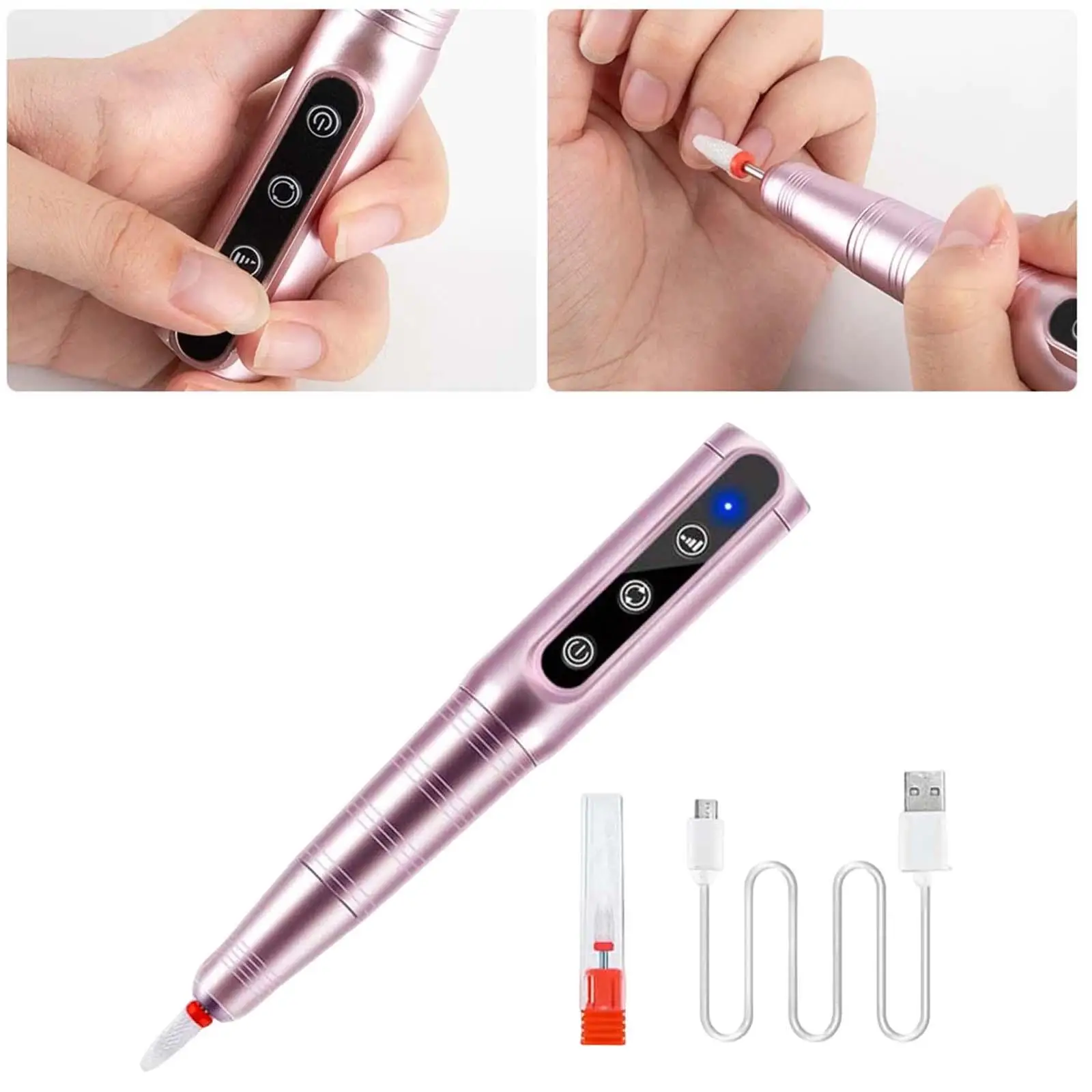Professional Nail File Machine,Cordless Rechargeable 26000RPM Electric for  Polishing Shaping
