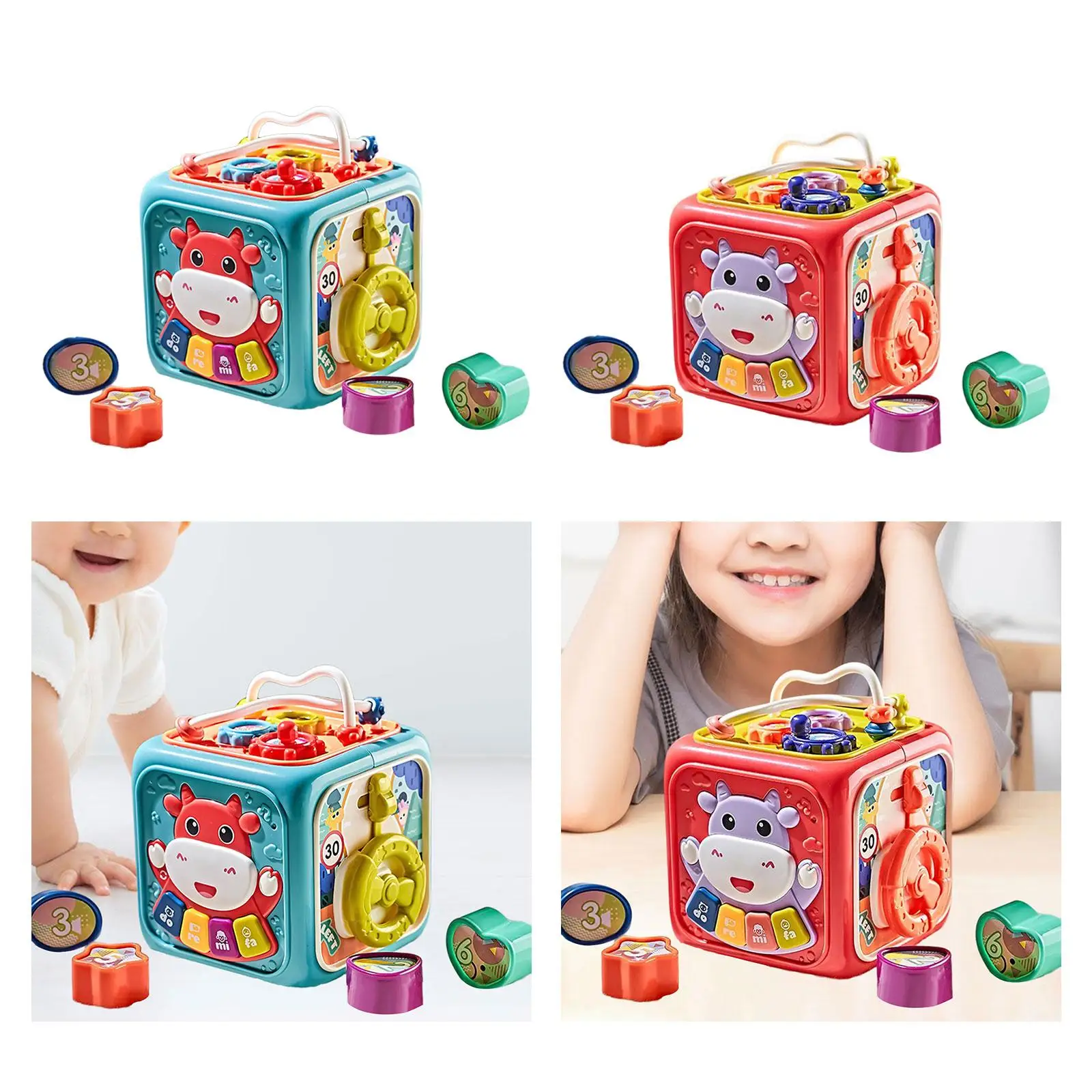 Baby Toy 6 in 1 Learning Puzzle Toy Activity Cube Toy for Birthday Gift Boys Girls 6 Month Old Baby Toys 12-18 Months