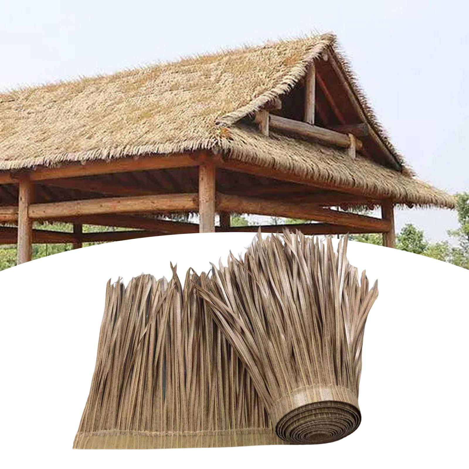 Palm Thatch Roll 39.37inchx19.69inch Decorate Straw Roofing Panel Grass Skirting Roof Hut Thatch for Roof Bar Huts Deck Decor