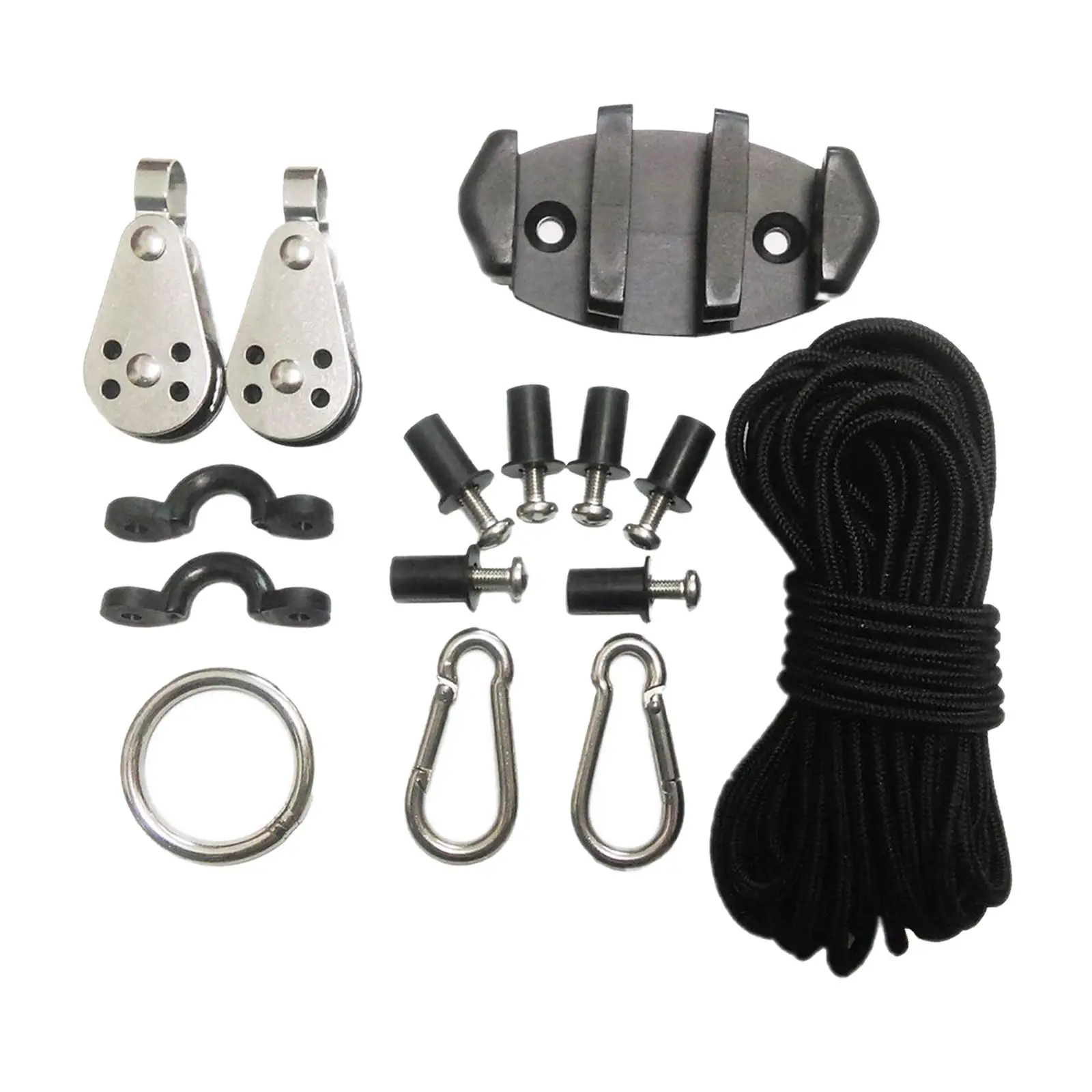 Water Sports Kayak Canoe Anchor Trolley Kit Cleat Rigging Ring Pulleys Pad Eyes  Screws Kayak Accessories Set