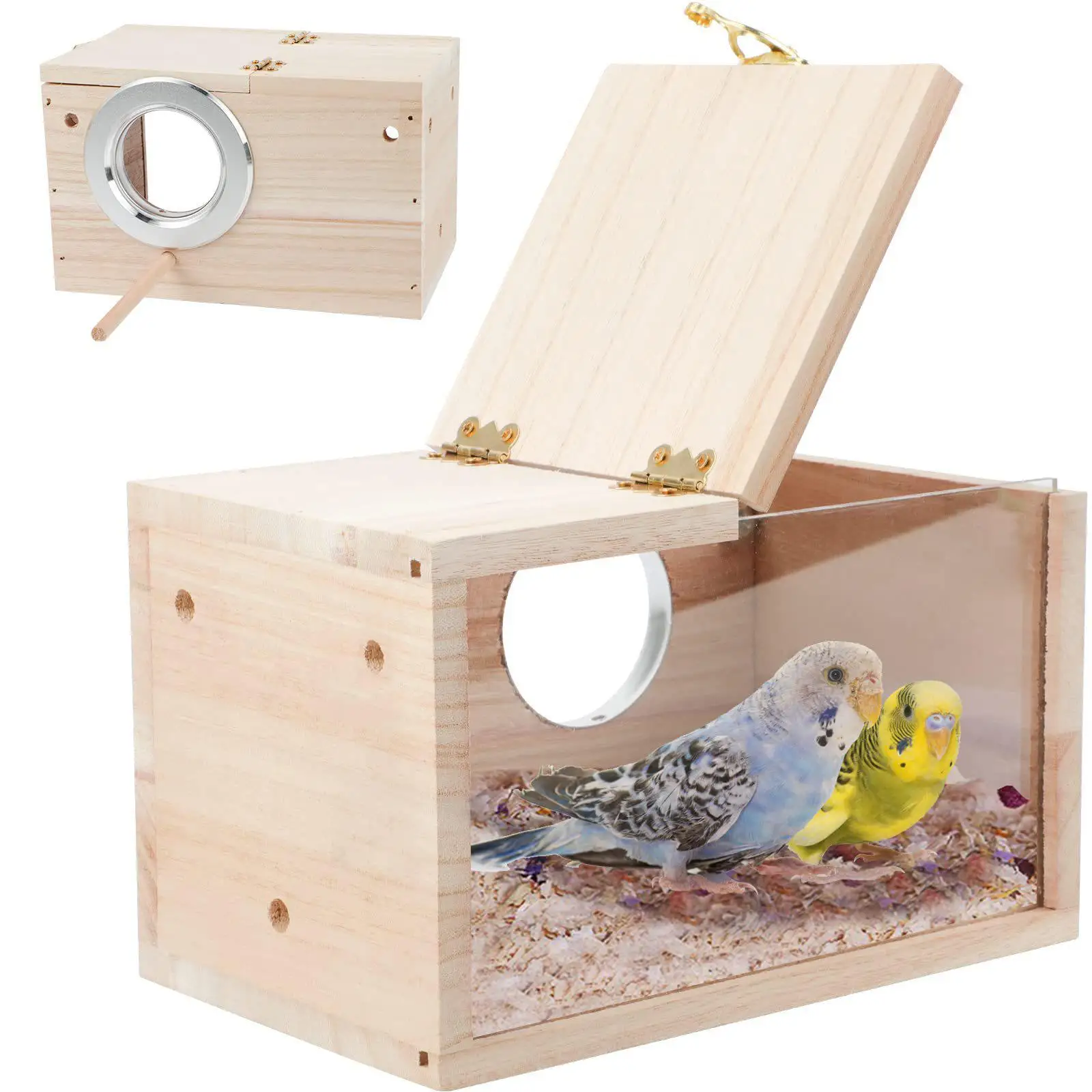 Bird Breeding Nest Breeding Box Nesting Feeder Hanging Birdhouse Bird House for Cockatiel Budgie Backyard Garden Tree