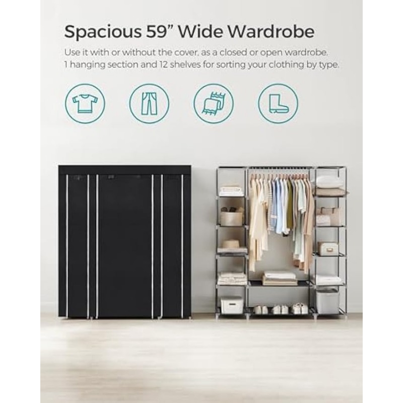 Title 3, SONGMICS Closet Wardrobe, Portable Closet for B...