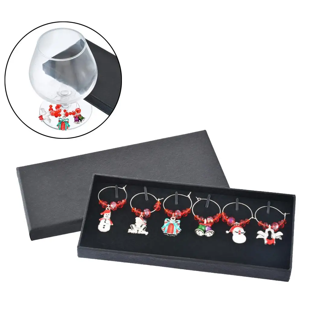 6 Pieces  Drink Markers Wine  Wine Glass Rings Tags for Goblet, Champagne Flutes Cocktails Martinis