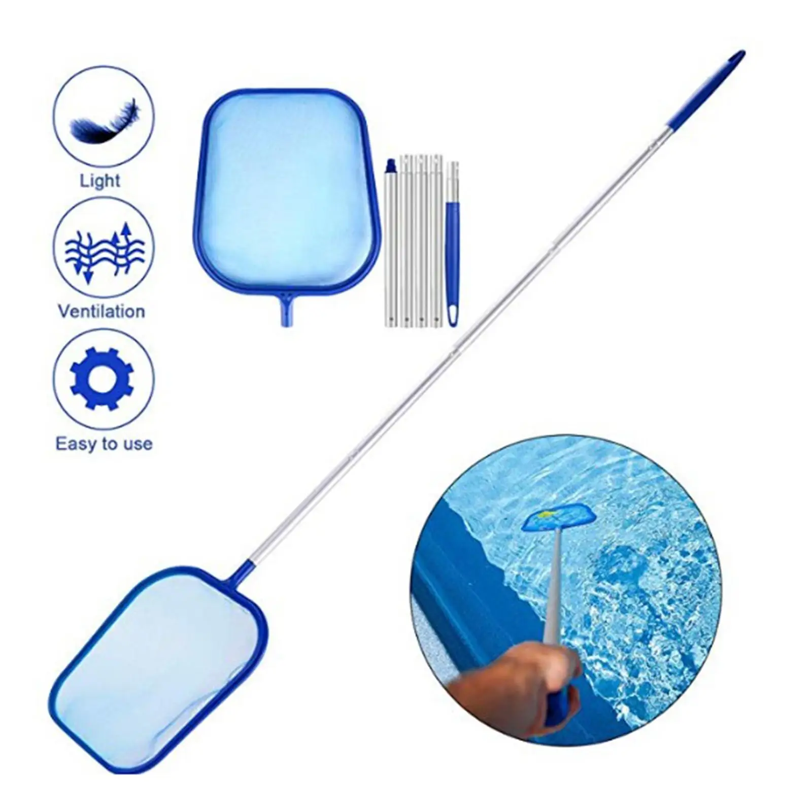  Cleaning   Brush Head 5pcs Poles Fine Mesh Netting Cleaning Tool Maintenance Above Ground  Tub
