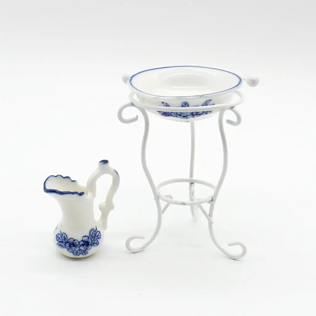 1/12 Dollhouse Miniature Porcelain  Washbasin Bathroom Accessories
