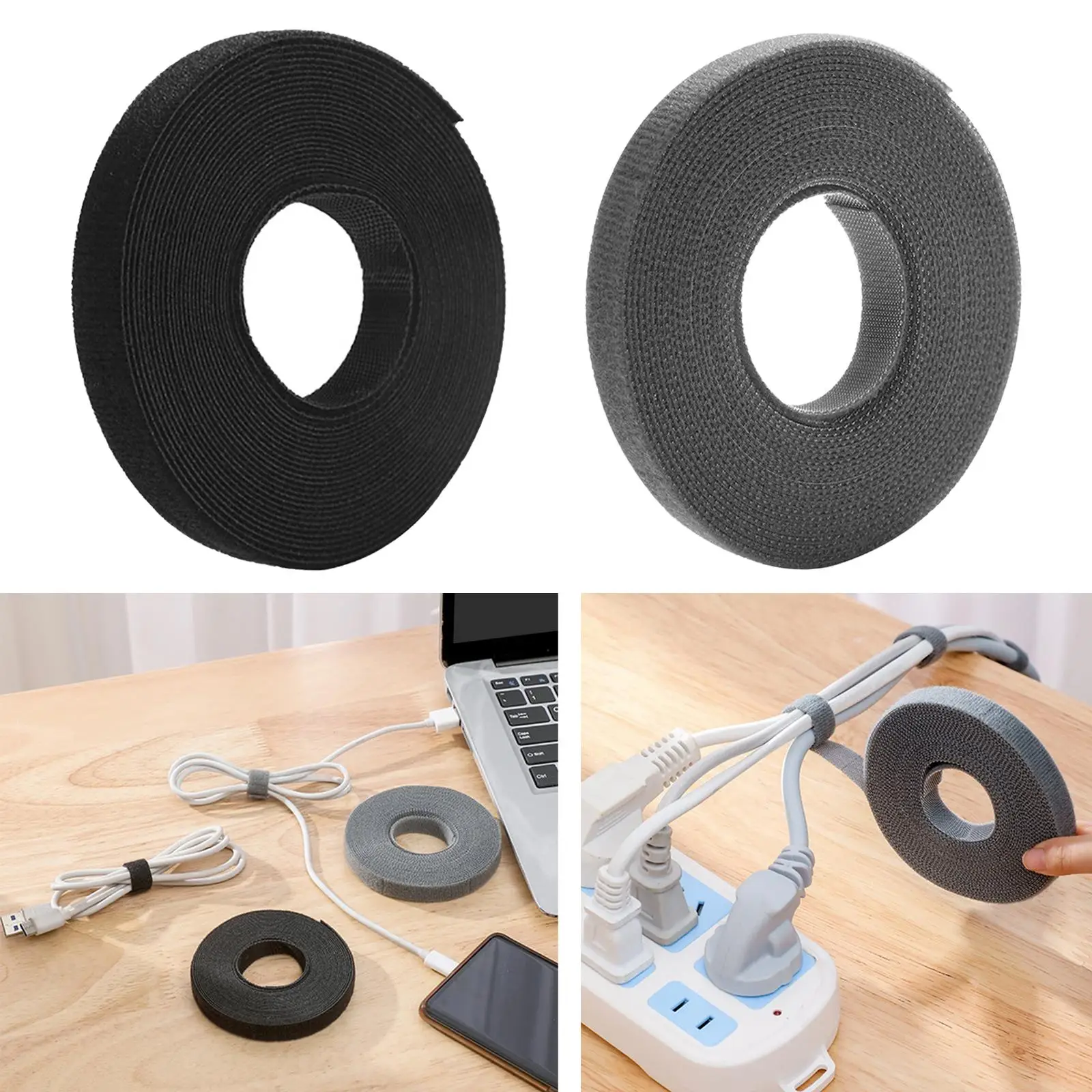 2 Pieces Multifunctional Pasting Adhesive Tape Freely Tailor Storage Accessory for Fishing Rod Headphone Charging Cables Curtain