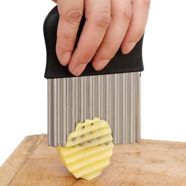 Stainless Steel French Fry Cutter Potato Vegetable Wave Crinkle Cut Knife