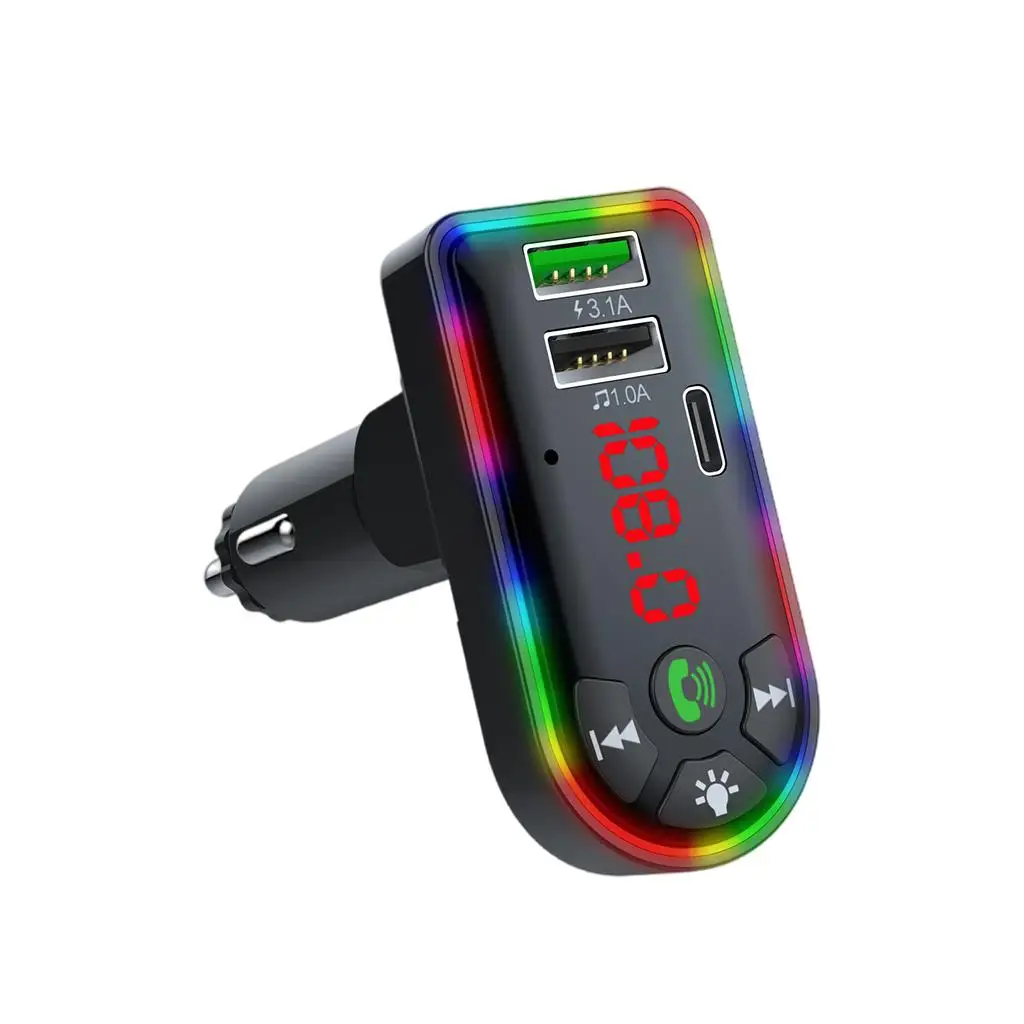 Universal Car Charger FM Transmitter 3.4A 12-24V Multiport MP3 Quick Charge Radio Adapter Handsfree Call Cigarette Lighter Plug