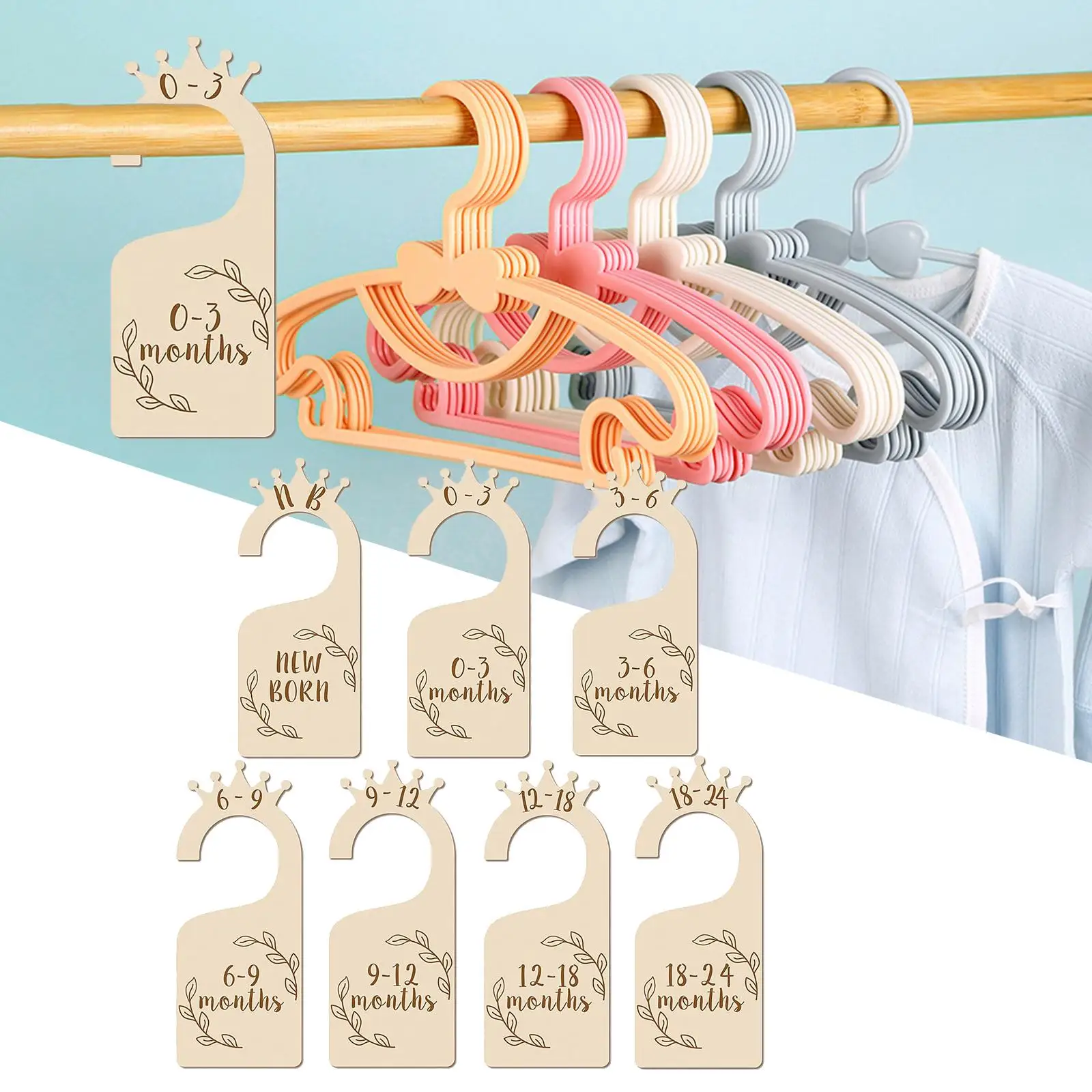 7Pcs Newborn Wardrobe Divider Clothes Organizers Wood for Daily Use