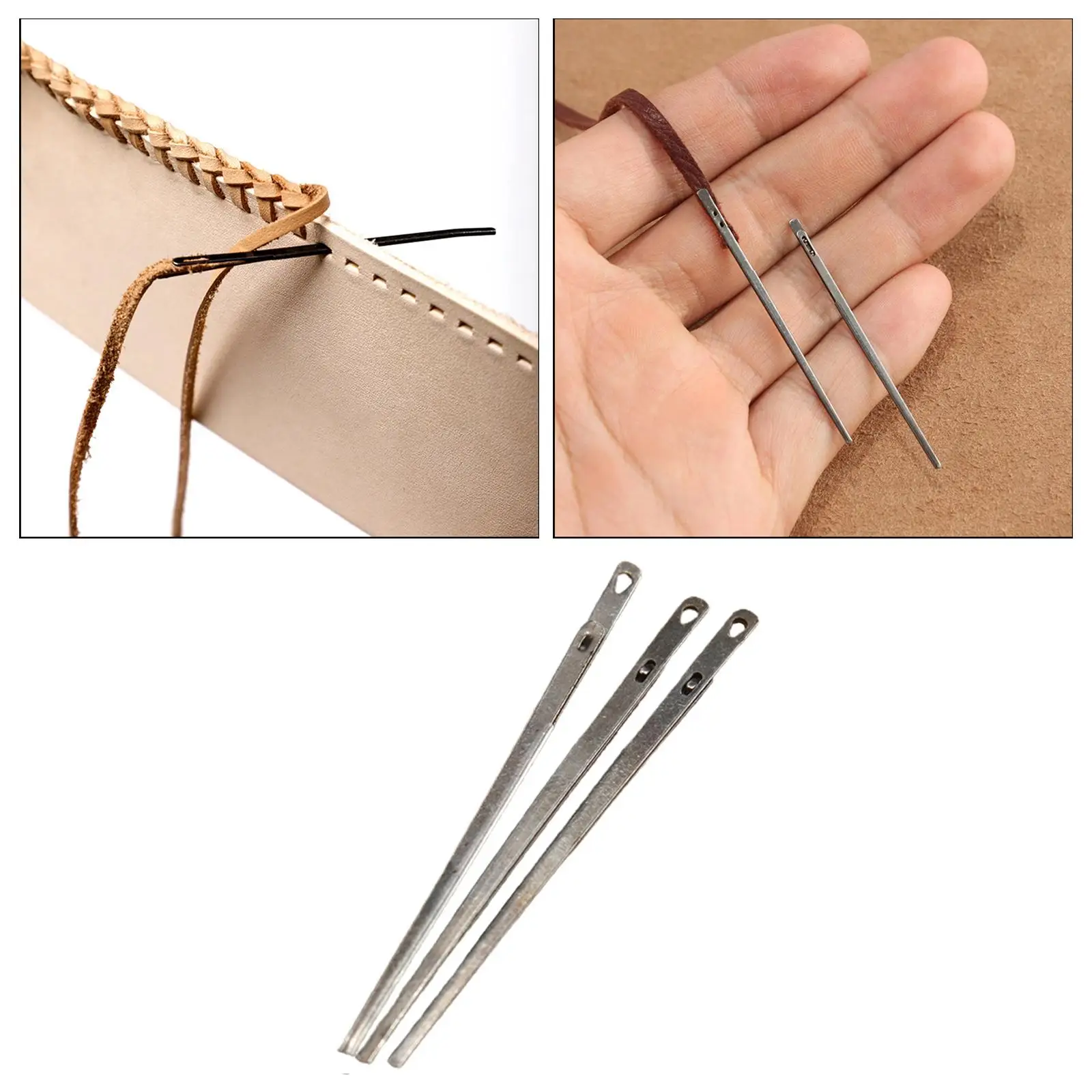 3pcs DIY leather sewing craft tool Hole leather knitting needle double hole leather rope lace needle Hand sewing needle