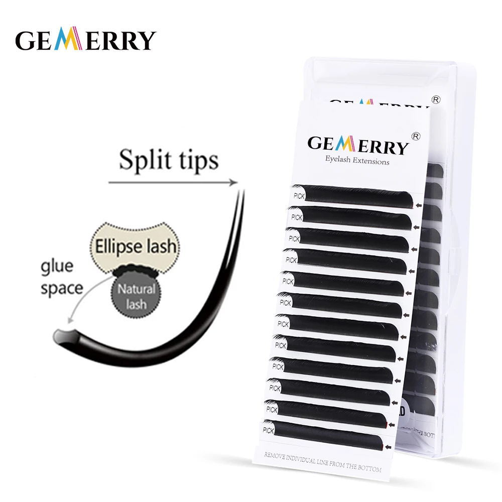 Best of Gemerry Ellipse Flat Lashes Extension For Professional Eyelashes Split Tip Individual Soft Silk 0.15 Flat Eyelash Makeup Supplie Reviews & Tips