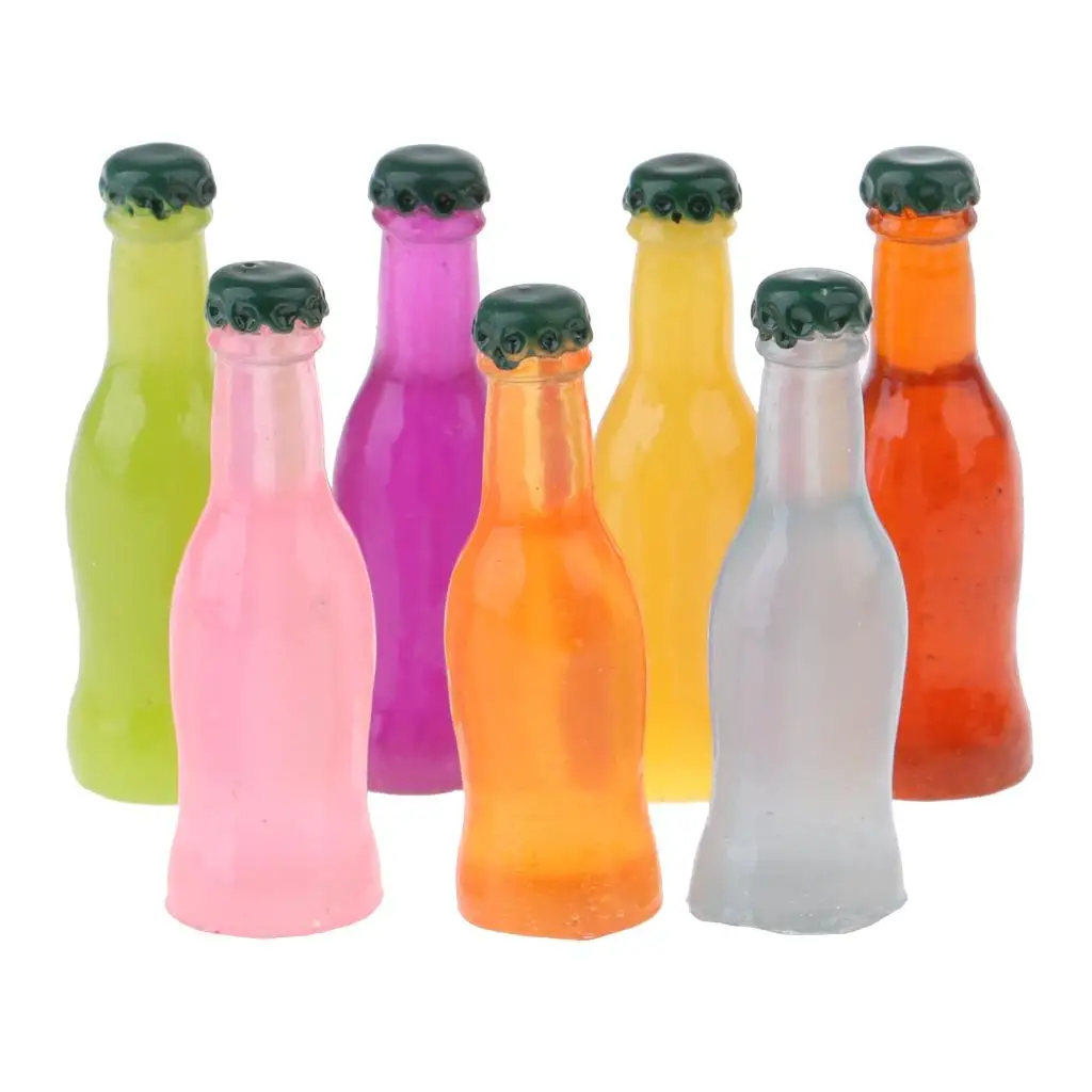 7pcs Colorful Cocktail Bottles Life  Decor /12 Dollhouse Miniature Accessory