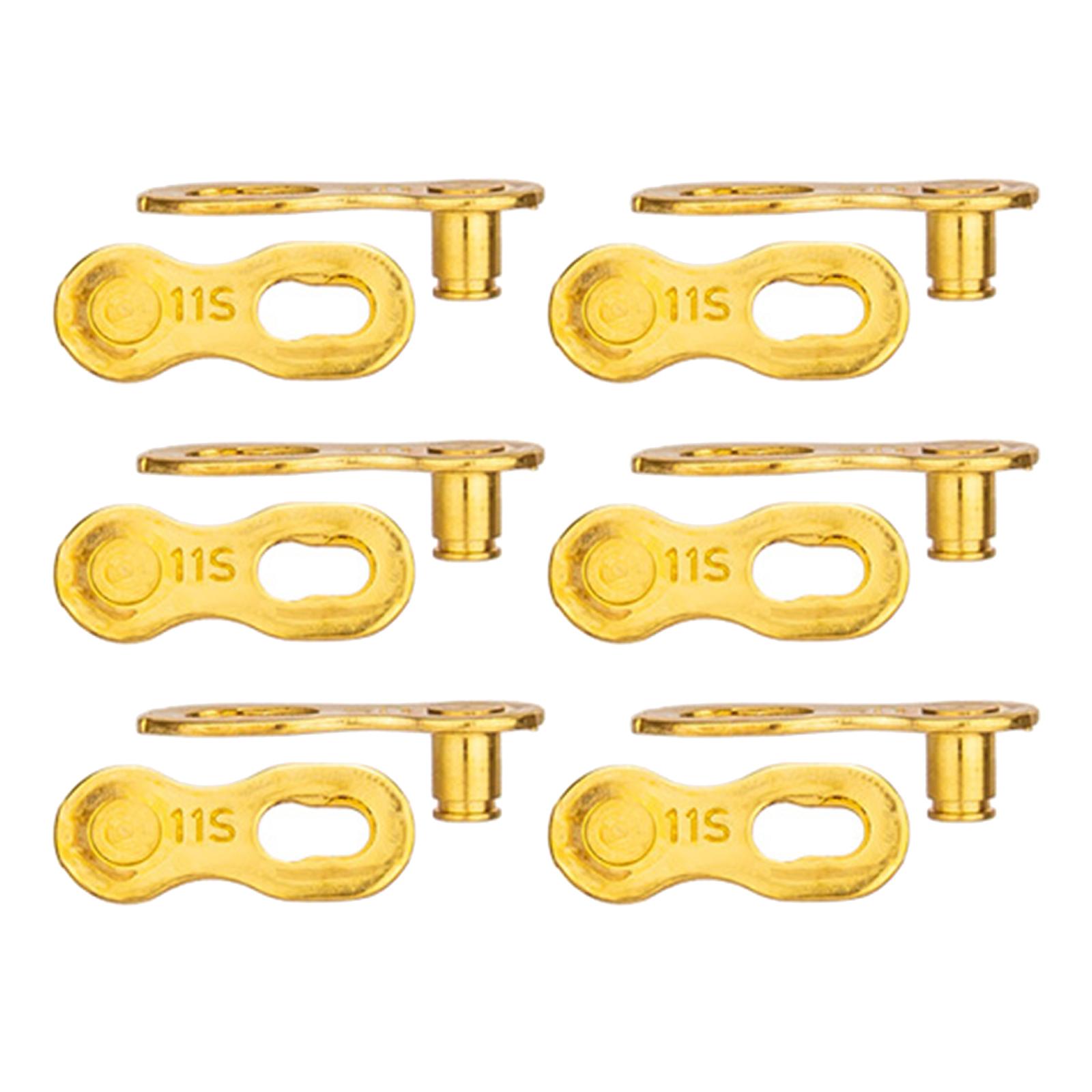 6 pares de eslabones de cadena principal para bicicleta, cadena de bicicleta de eslabón rápido, 11S, dorado