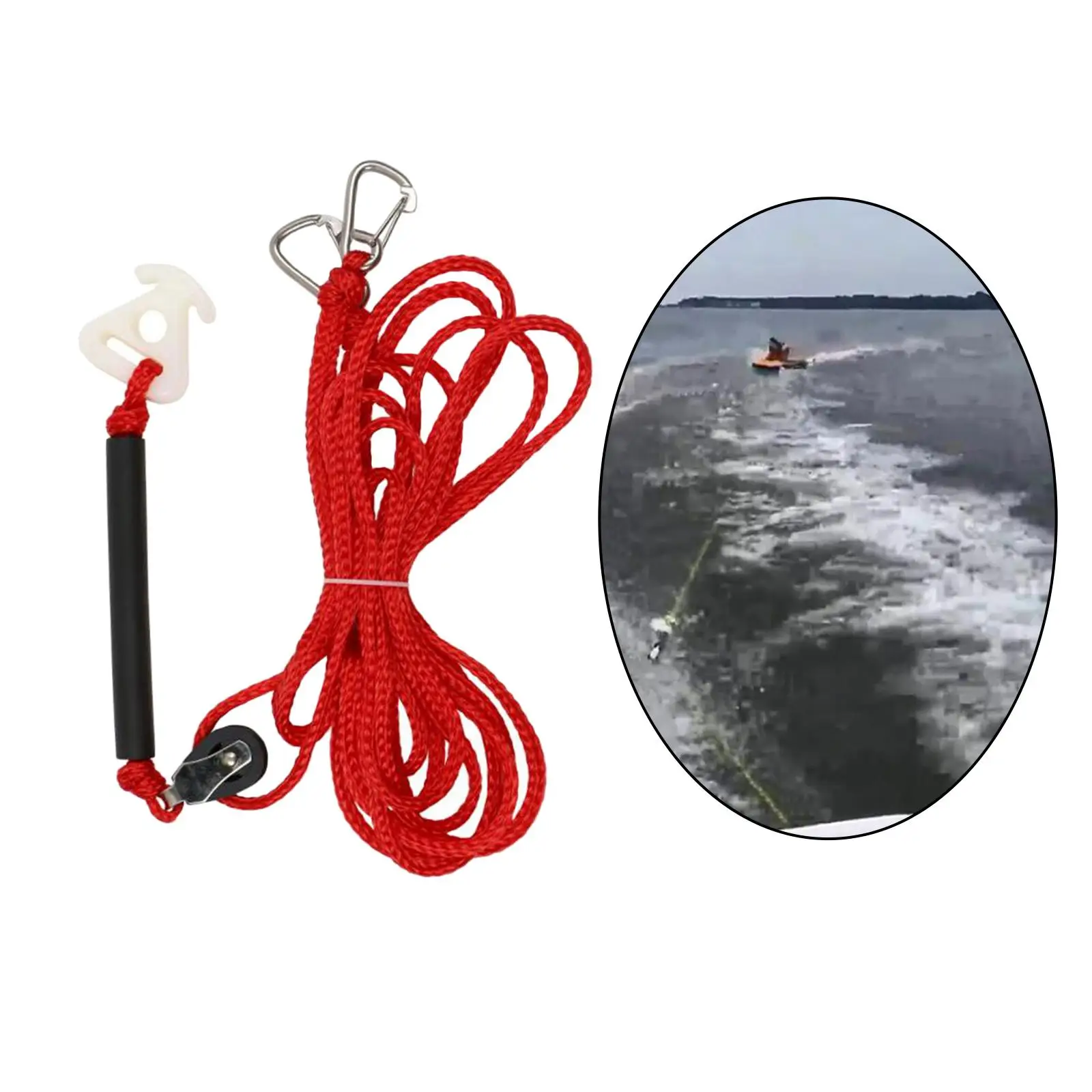 12 Feet Tow Harness Watersports Rope with Hook Quick Connector & Pulley for Boating Water Ski Tubing Wakeboarding Waakeboarding