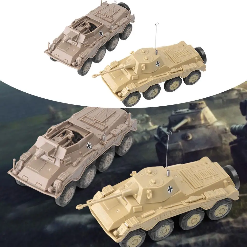 2 Pcs Plastic 4D Model Kit Simulation 1:72 Armored Vehicle Sandy Table