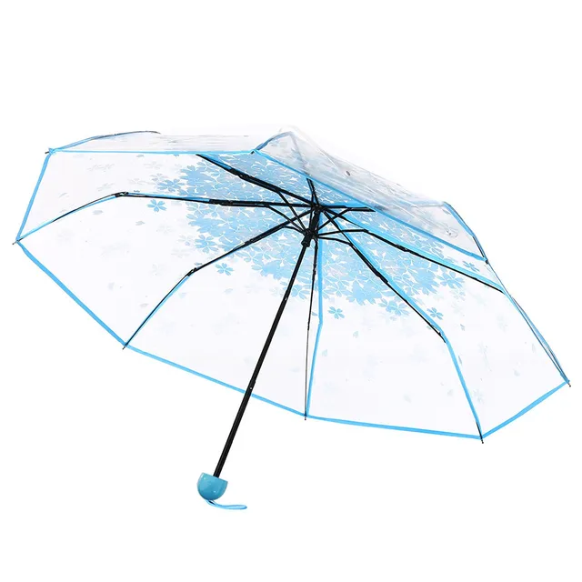 Paraguas transparente de PVC para mujer, sombrilla con flor de cerezo, seta  de flores, 3 pliegues, oferta - AliExpress