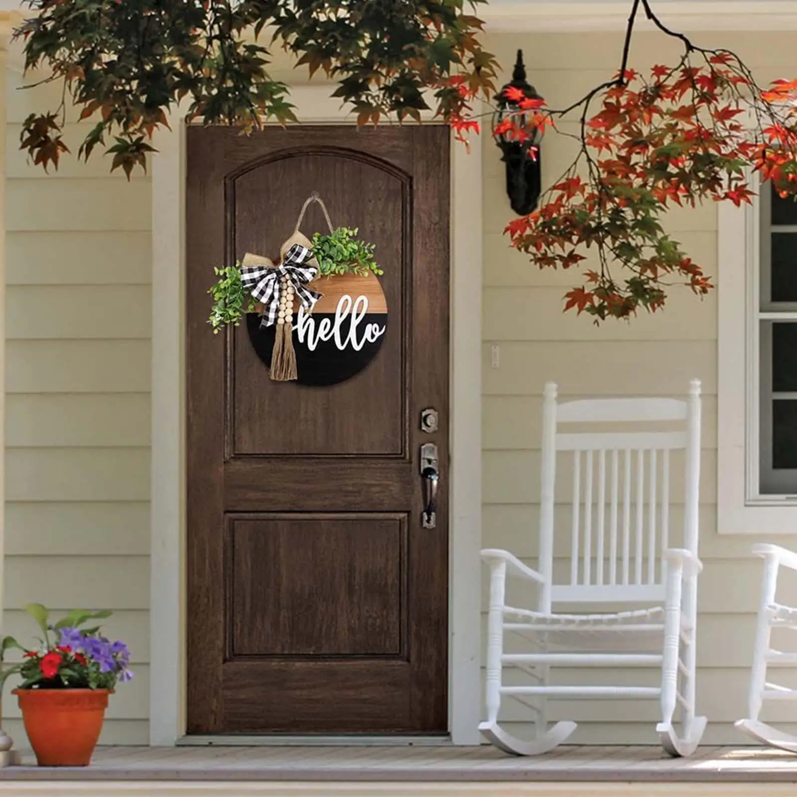 Door Signs Round Farmhouse Flower Wreath for Window Photo Props Party Indoor Front Door