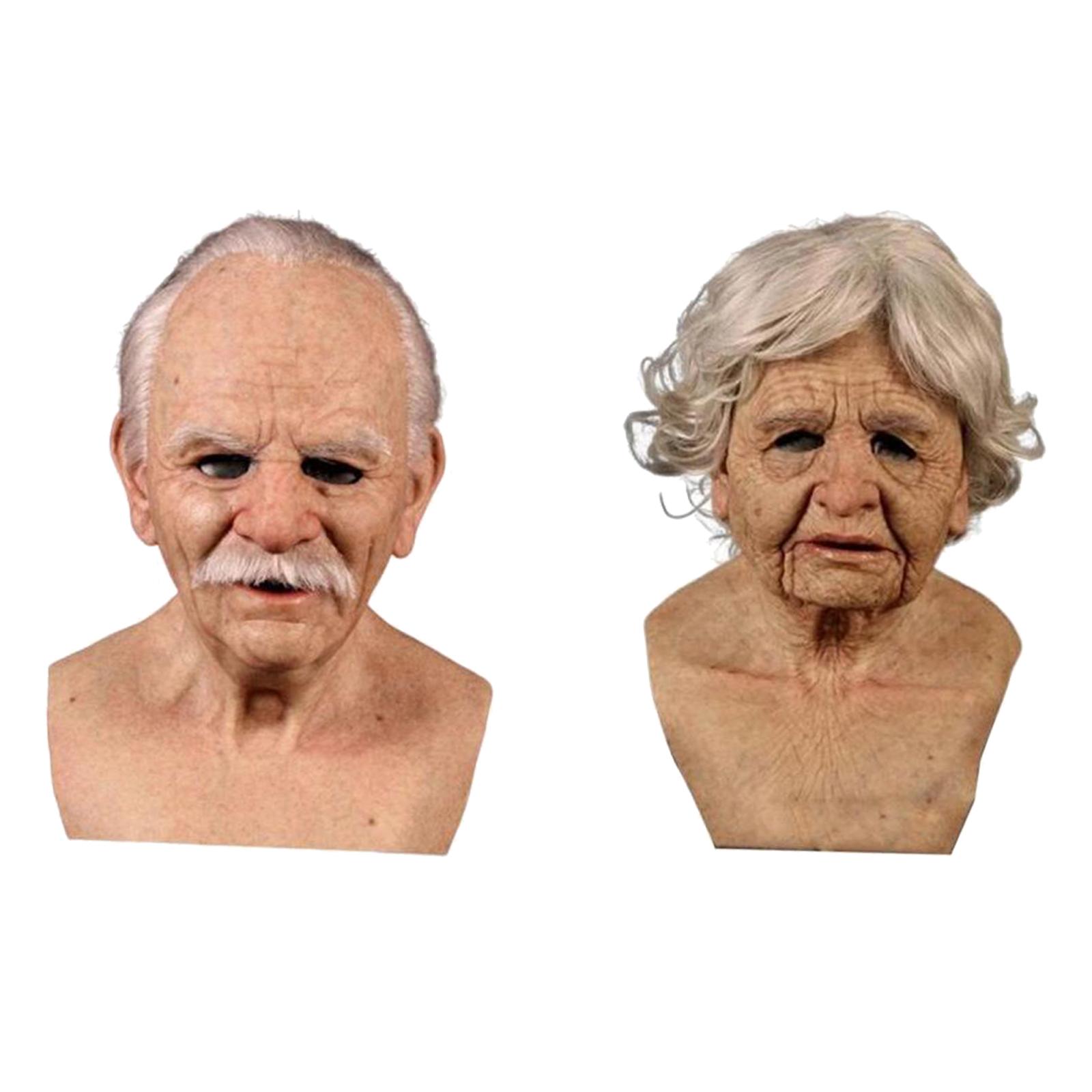 Funny Latex Mask Human Wrinkle Face Mask Grandfather Head Cover for Cosplay