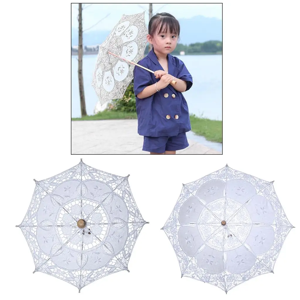  Wedding Umbrella with Embroidered Lace Parasol Umbrella Decoration