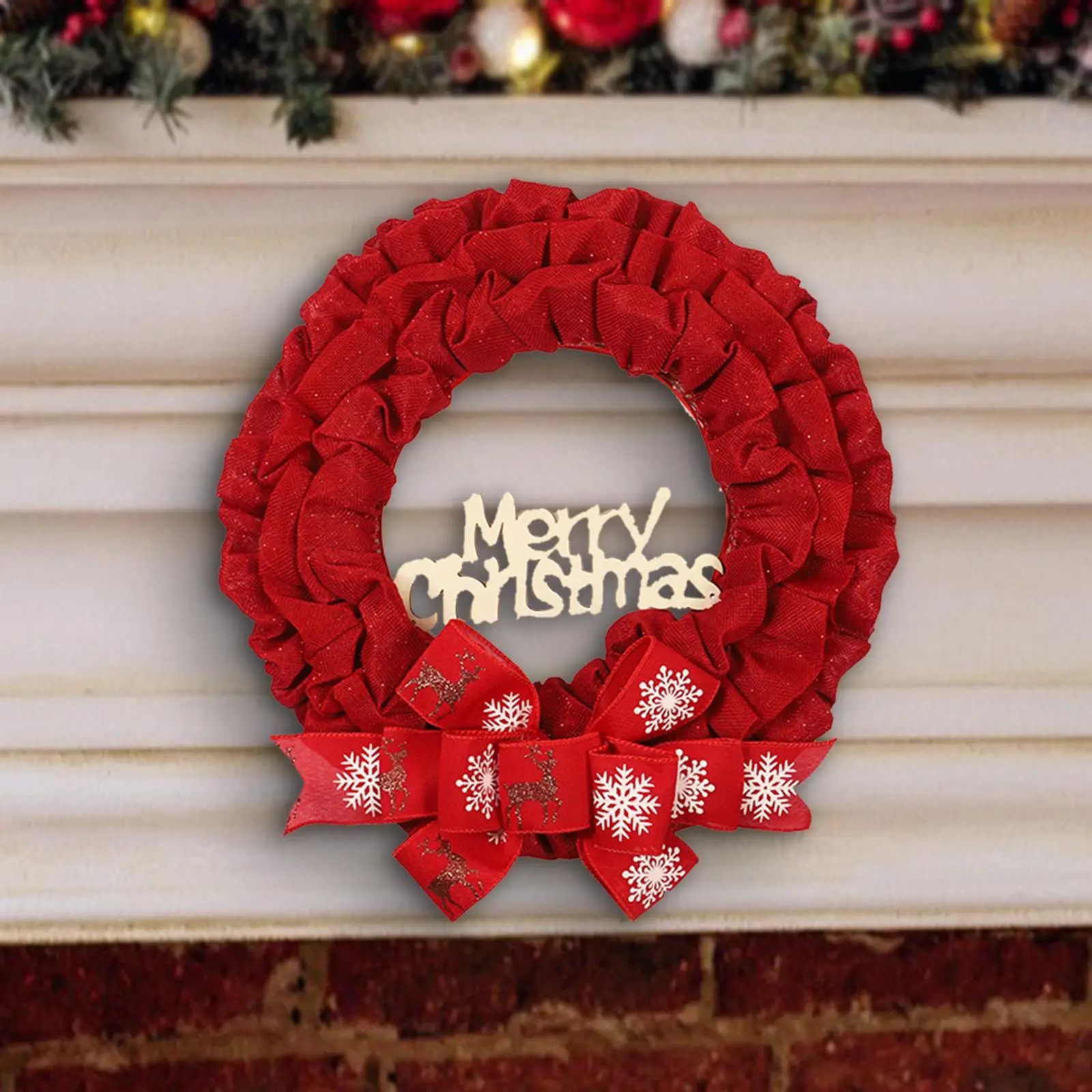 Christmas Wreath Decorative Ornaments Garland Hanging Door Wreaths for Xmas Front Yard Holiday Farmhouse Window