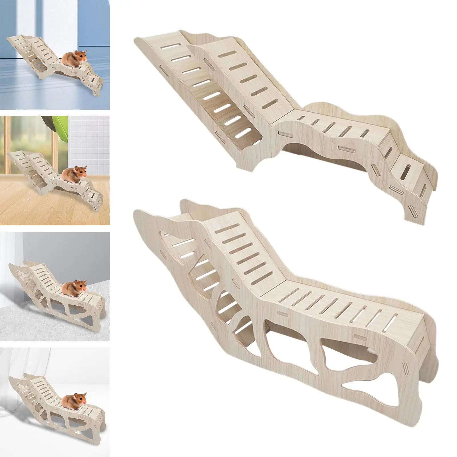 Hamster Climbing Toy Wooden Ladder Climbing Toy Dwarf Mice Hamster House Hideouts Hamster Habitat Syrian Hamster for Small Pets