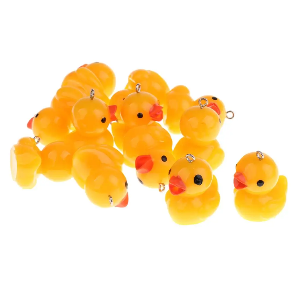12 Pieces Cute Yellow Duck Model Animal Figures Keychain Hanging Pendant Ornament DIY Making Accessories