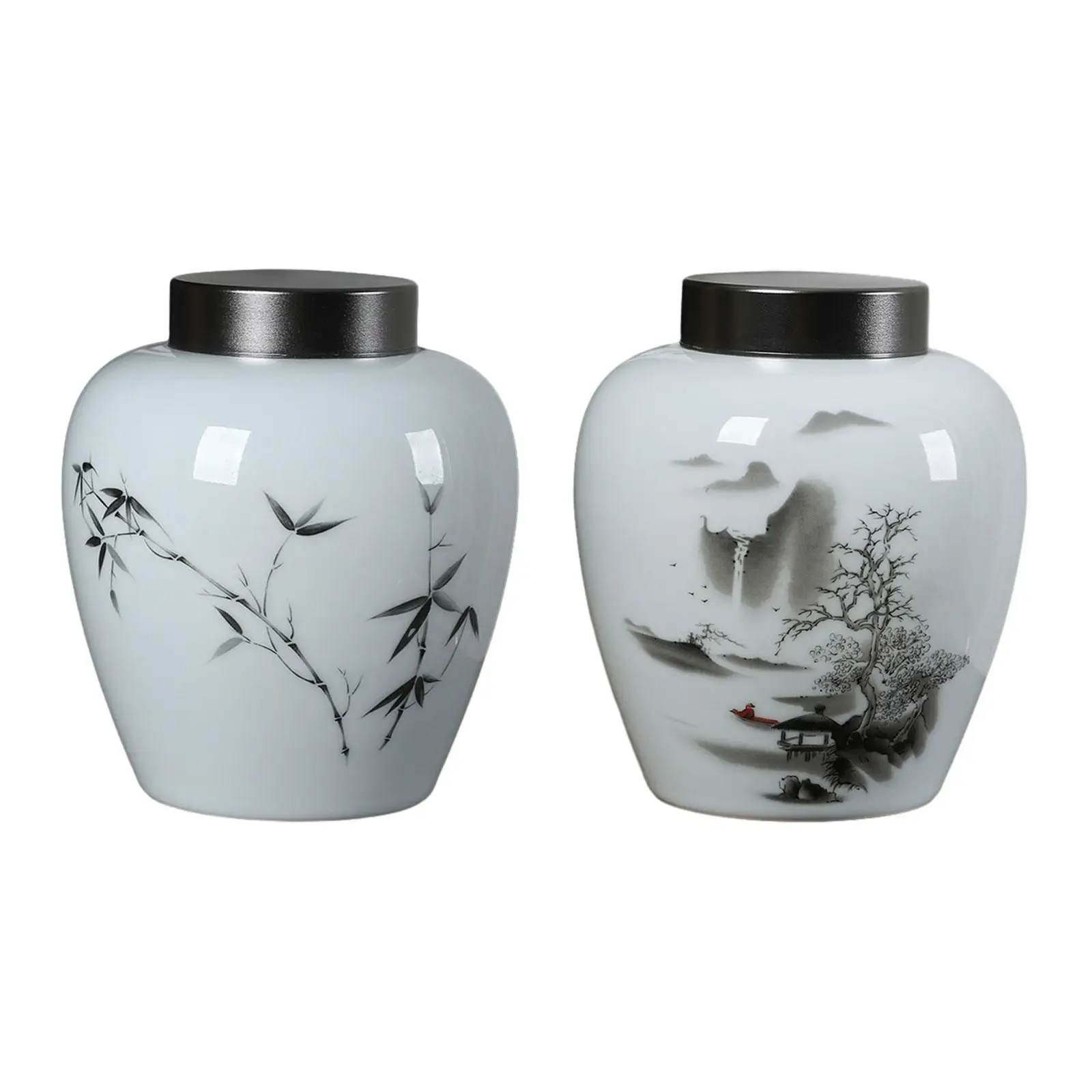 Porcelain Tea Canister Delicate Temple Jar Tea Vase Ceramic Ginger Jar for Home Party Living Room Table Centerpiece Decoration