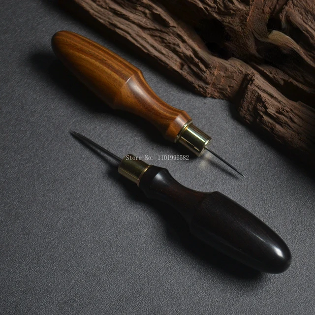 Wooden Handle Awl Diy Handmade Leather Goods Cloth Piercing - Temu