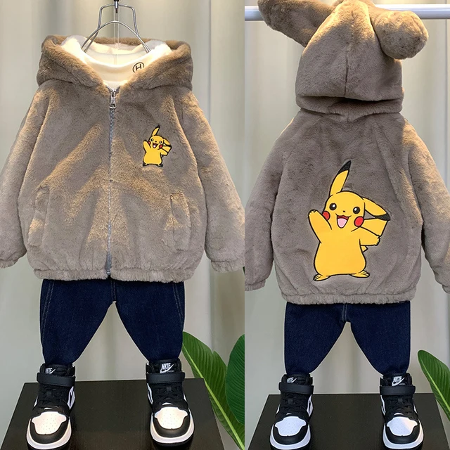 Anime Pokemon Pikachu inverno bambini piumino Outwear bambini giacca lunga  con cappuccio in cotone vestiti 120 100 110 per ragazzi cappotto bambino -  AliExpress