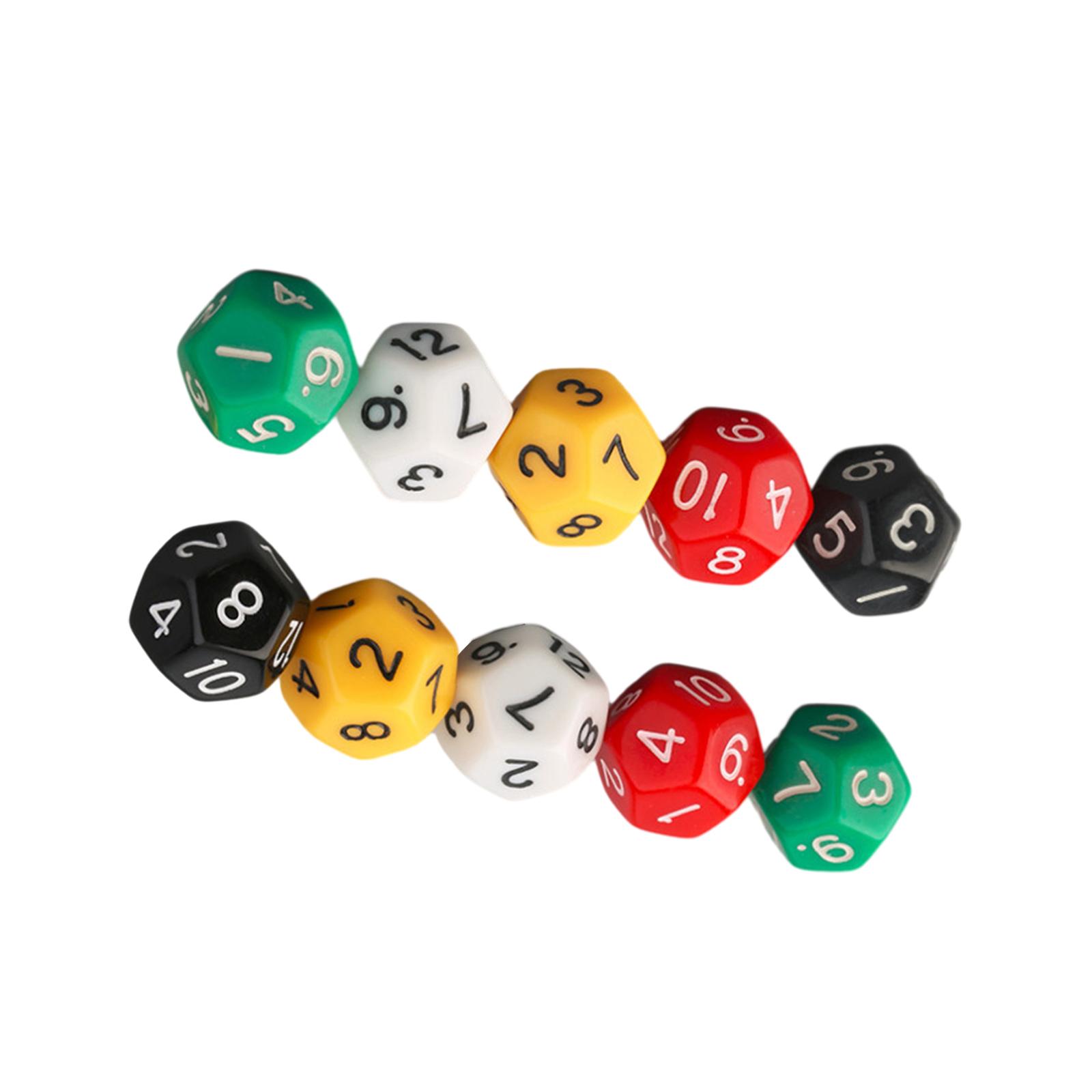 10 Pieces 12 Sided Dice Assorted Game Dices Multi Sided Dices 20mm for Game Role Playing Game Board Game Card Party Game